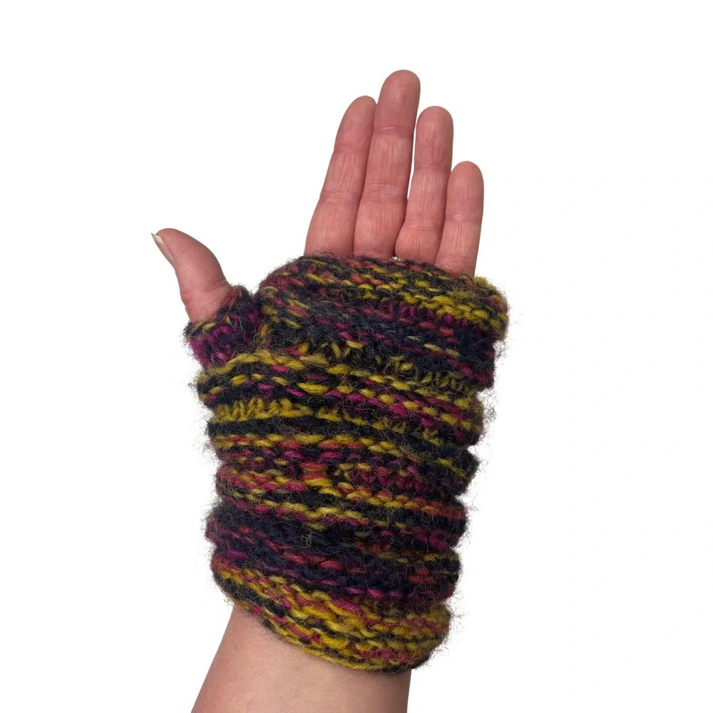 Sherpa Adventure Gear Lambs Wool Fingerless Gloves Hand Warmers Boho Multi Color